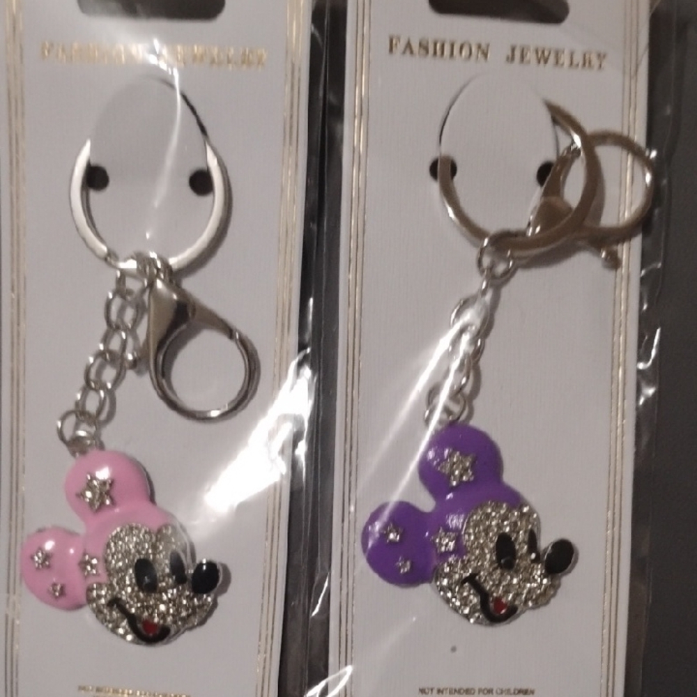 X2 Mickey Mouse Keychain with Rhinestones